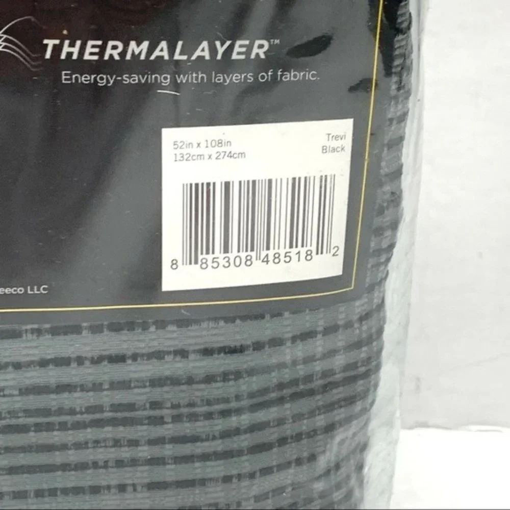 ECLIPSE Trevi Thermal Blackout Single Panel Grommet Curtain Black 52 x 108 NEW